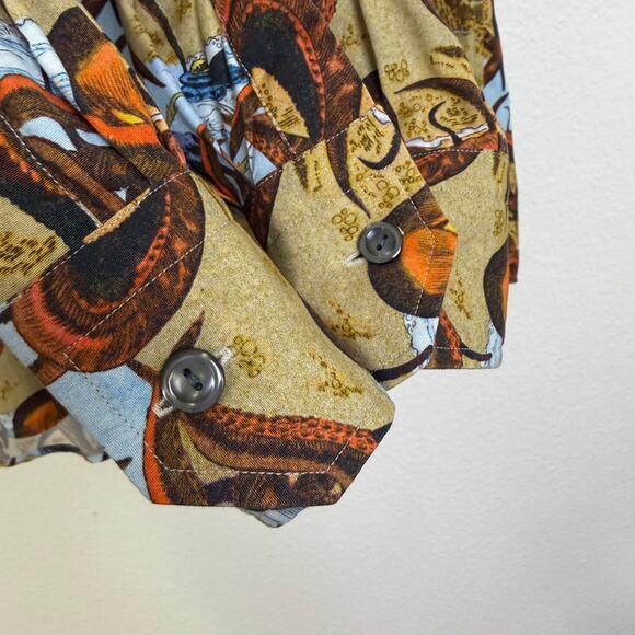 Eton Dress Shirt Mens 39 Medium Slim Fit Tan Long Sleeve Button Up Octopus - Picture 11 of 11